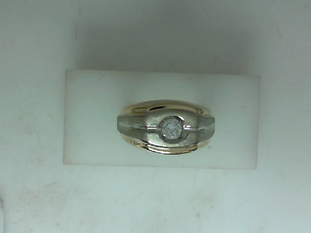 Men’s 14kt Two-Tone Yellow Gold Diamond Fashion Ring.