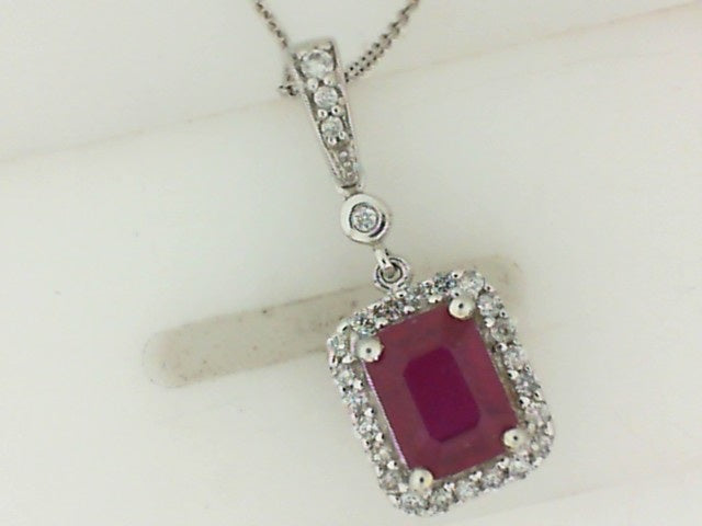 Ladies Ruby Halo Pendant