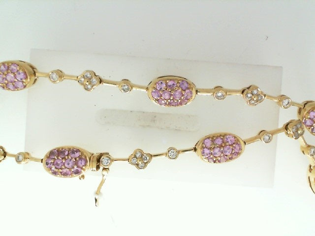 Lady’s 14kt Pink Sapphire & Diamond Fancy Link 18” Necklace.