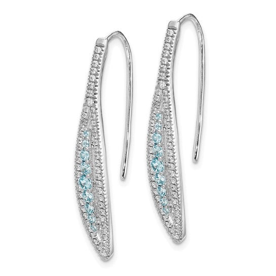 14k White Gold Diamond and Aquamarine Earrings