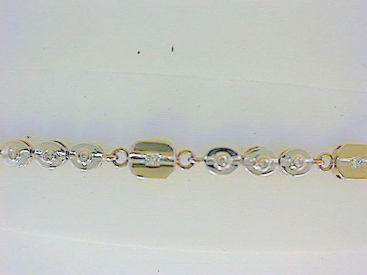 Lady’s Fancy Link Diamond 14 Karat Two-Tone Bracelet