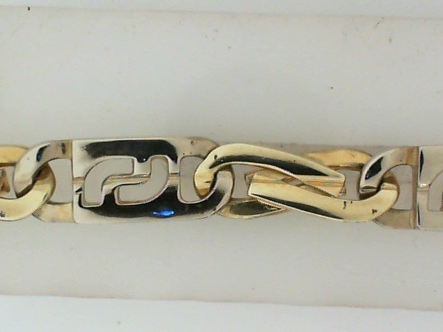 14 Karat Two Tone Fancy Italian Made Solid Gold Bracelet