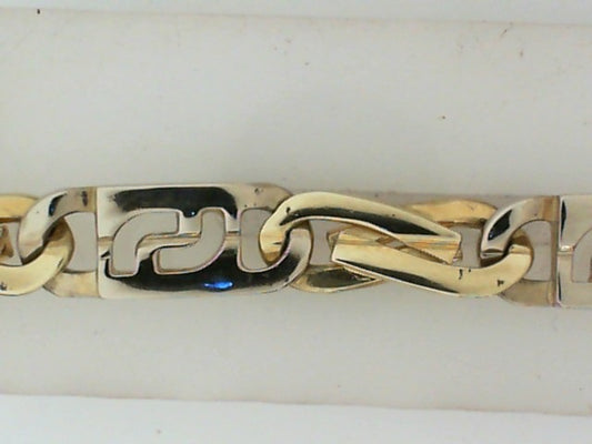14 Karat Two Tone Fancy Italian Made Solid Gold Bracelet