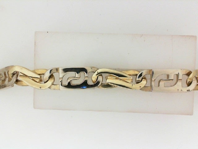 14 Karat Two Tone Fancy Italian Made Solid Gold Bracelet