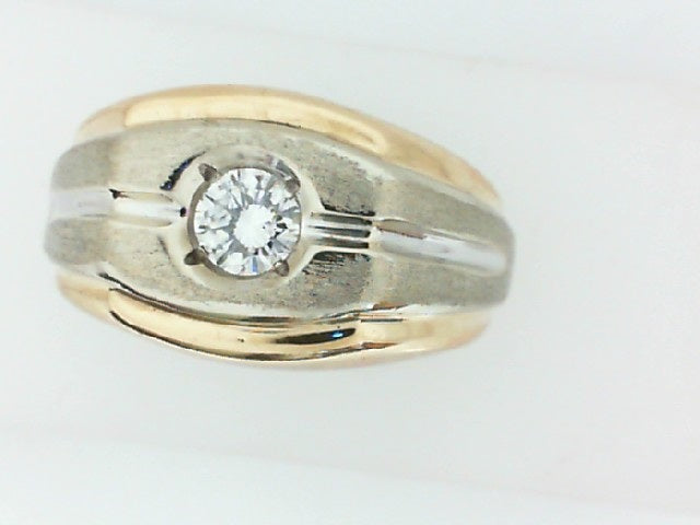 Men’s 14kt Two-Tone Yellow Gold Diamond Fashion Ring.