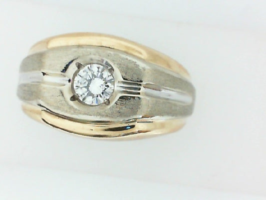Men’s 14kt Two-Tone Yellow Gold Diamond Fashion Ring.