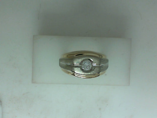Men’s 14kt Two-Tone Yellow Gold Diamond Fashion Ring.