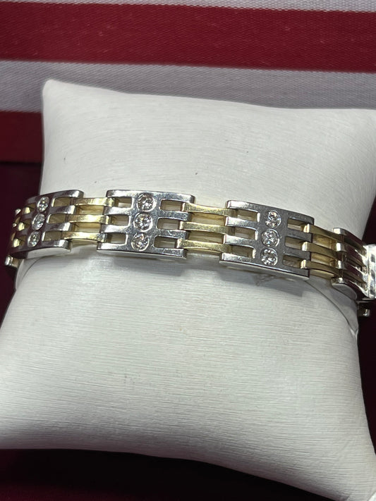 Men’s 14 Karat Two Tone Diamond Bracelet