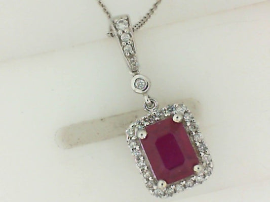 Ladies Ruby Halo Pendant