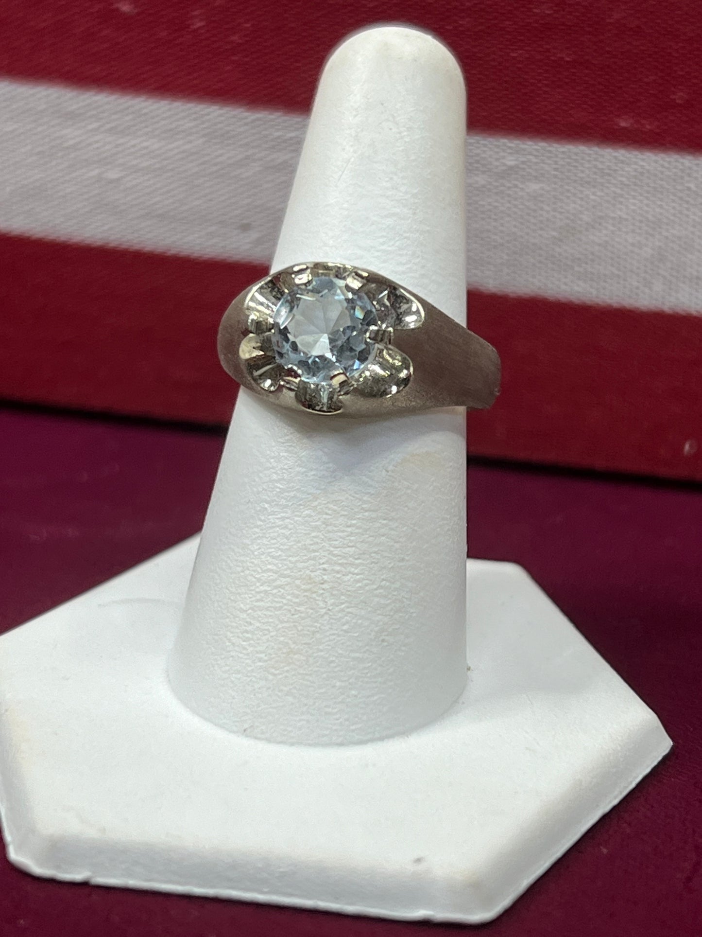 Men’s 14kt Aqua Marine Gemstone Ring