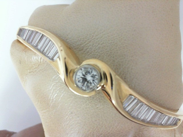 Lady’s 14k Solid Yellow Gold & Diamond Channel Set Bangle Bracelet