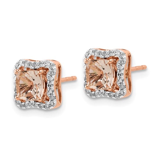 Genuine Morganite and Diamond Earrings