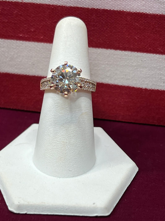 14 Karat Rose Gold Diamond Engagement Ring 4.60ct twt