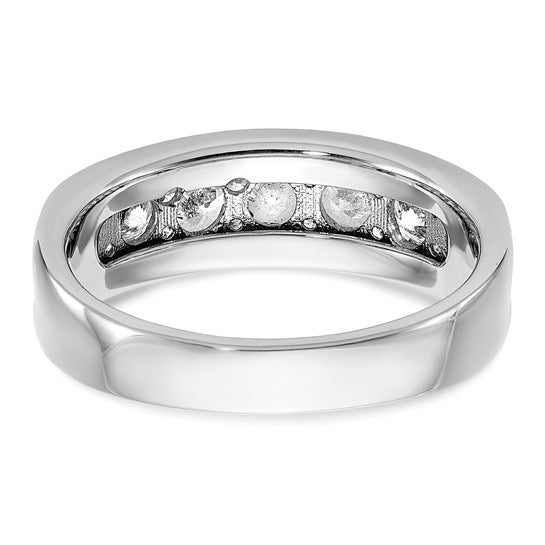 White Gold Men's Polished 7-Stone 1 Carat Lab Grown Diamond Ring