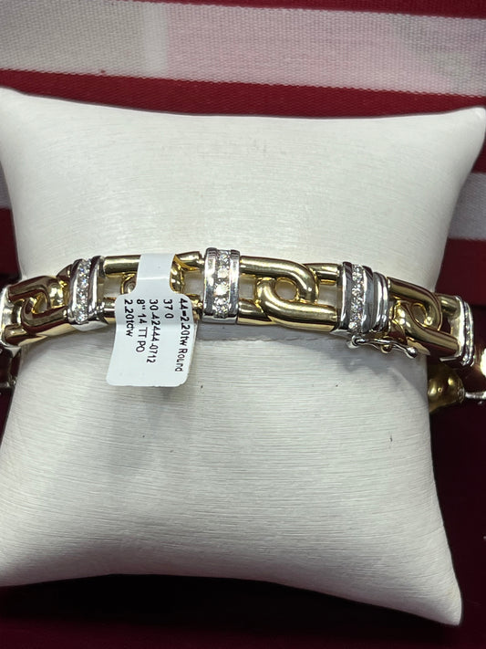 Men’s 14 Karat Two Tone Gold Diamond Bracelet