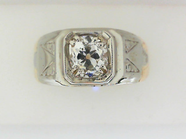 Men’s Hand Made Vintage 14kt Two-Tone Diamond Ring.
