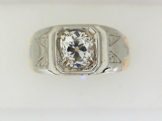 Men’s Hand Made Vintage 14kt Two-Tone Diamond Ring.