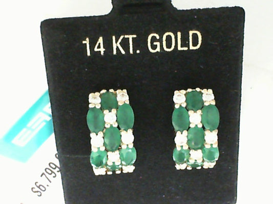 EFFY designed Lady’s 14k Yellow Gold Emerald Hoop Earrings