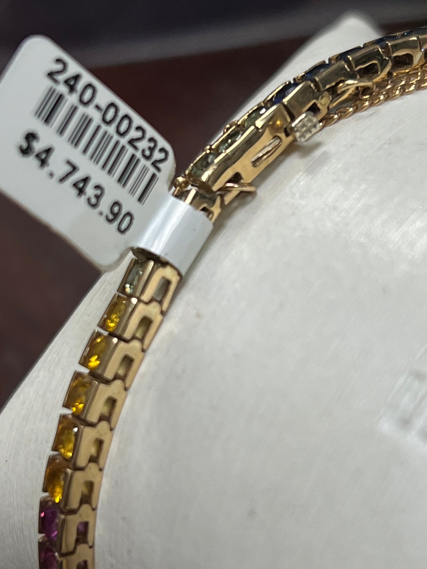 Lady’s Yellow Gold 14 Karat Rainbow Sapphire Bracelet Length 7