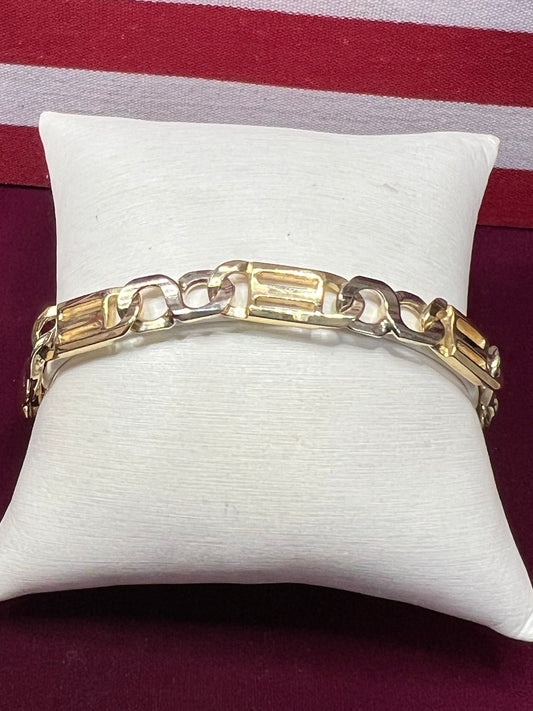 Fancy Link 14 Karat Two Tone Men’s Bracelet.