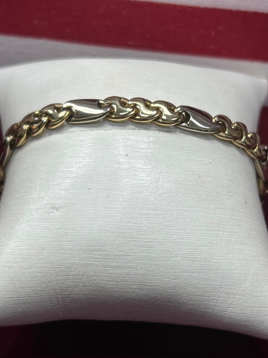 14 Karat Two Tone Fancy Link Men’s bracelet.