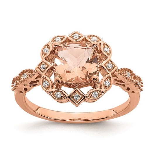 Blooming Bridal 14k Rose Gold Halo Morganite