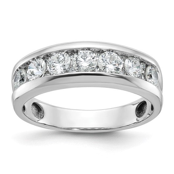 White Gold Men's Polished 7-Stone 1 Carat Lab Grown Diamond Ring