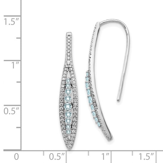 14k White Gold Diamond and Aquamarine Earrings