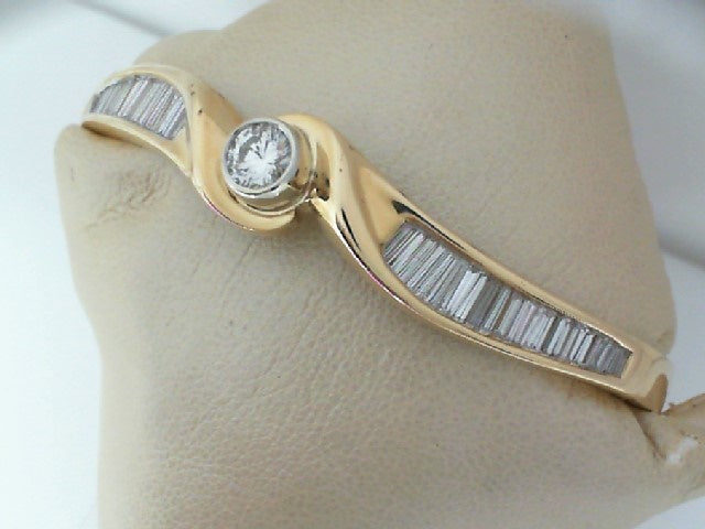 Lady’s 14k Solid Yellow Gold & Diamond Channel Set Bangle Bracelet