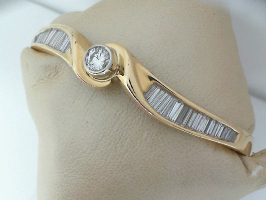 Lady’s 14k Solid Yellow Gold & Diamond Channel Set Bangle Bracelet