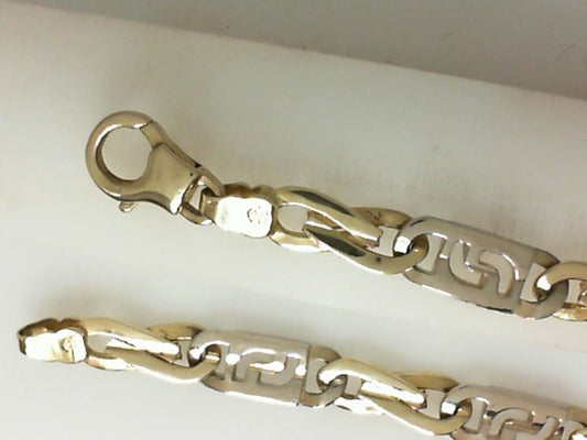 14 Karat Two Tone Fancy Italian Made Solid Gold Bracelet