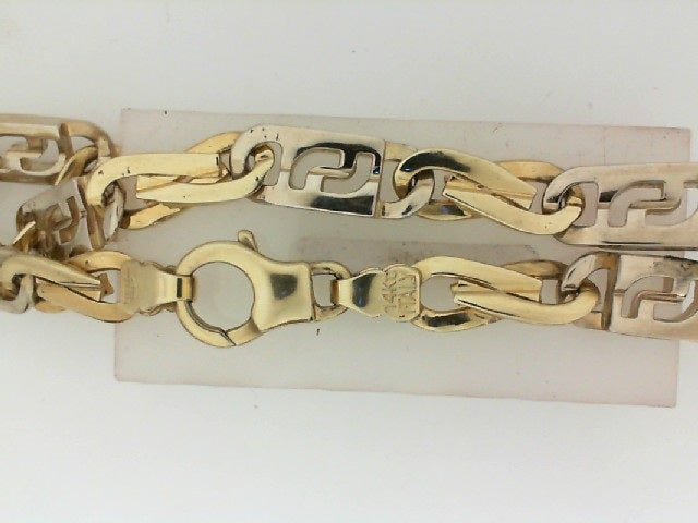 14 Karat Two Tone Fancy Italian Made Solid Gold Bracelet